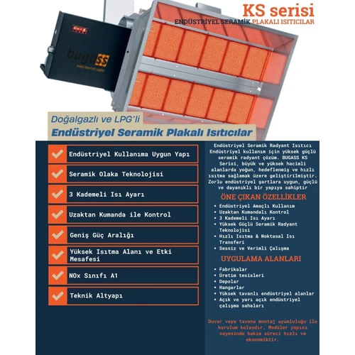 Bugass Ks - 36 Serisi - Endüstriyel Seramik Radyant Isıtıcı