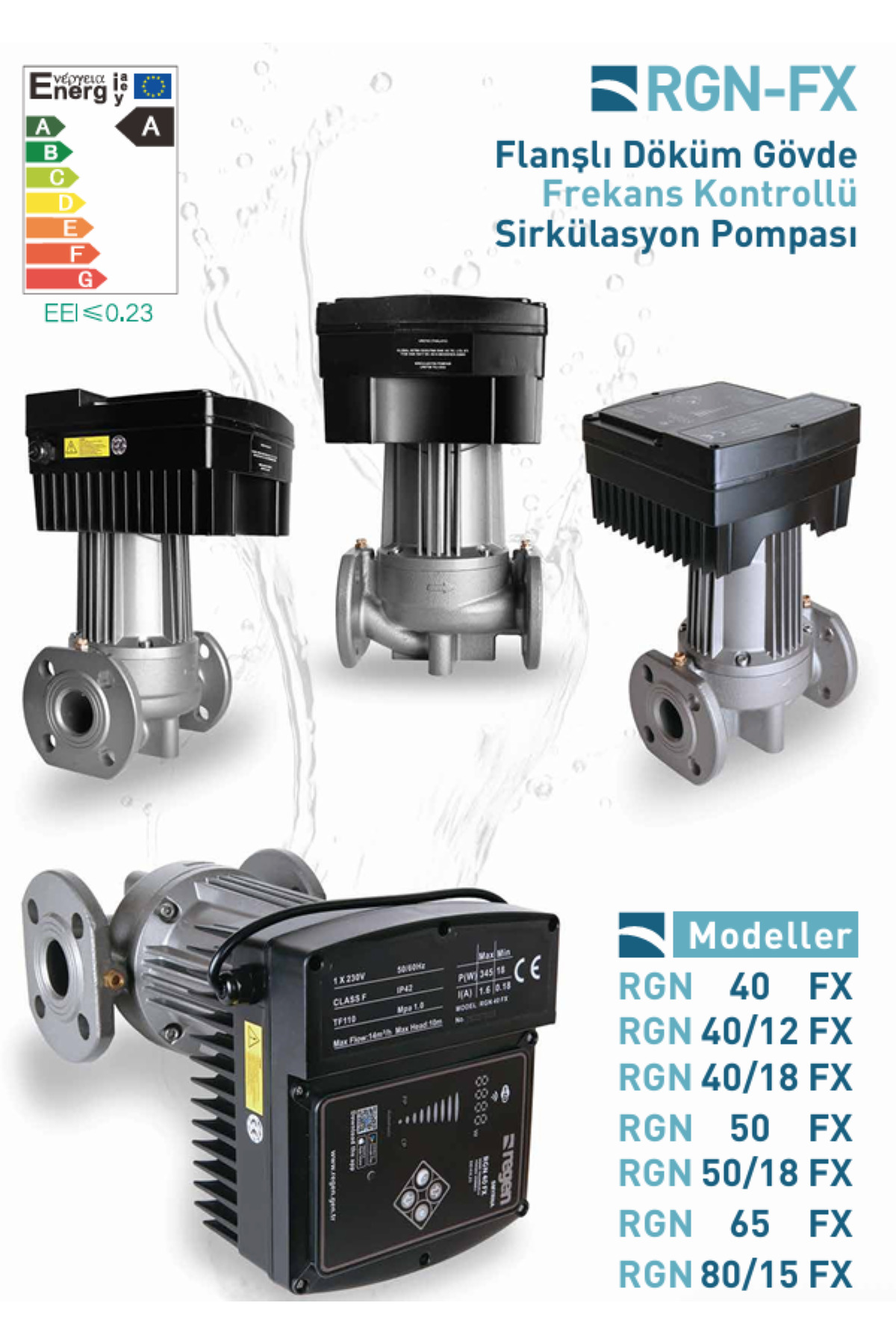 Regen RGN 40 FX 345 Watt Frekans Konvertörlü Sirkülasyon Pompası (DN 40) 14 m3 Debi - 10 mSS Basınç